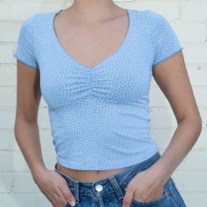Brandy Melville Blue Floral Gina Top